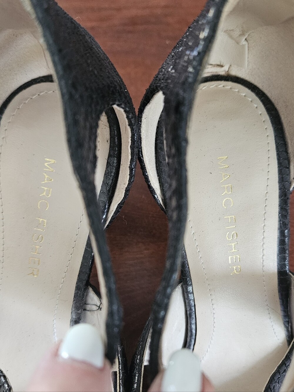 Marc Fisher Black Pointed-Toe Cutout Ankle-Strap Heels. Size 8 - Picture 3 of 6